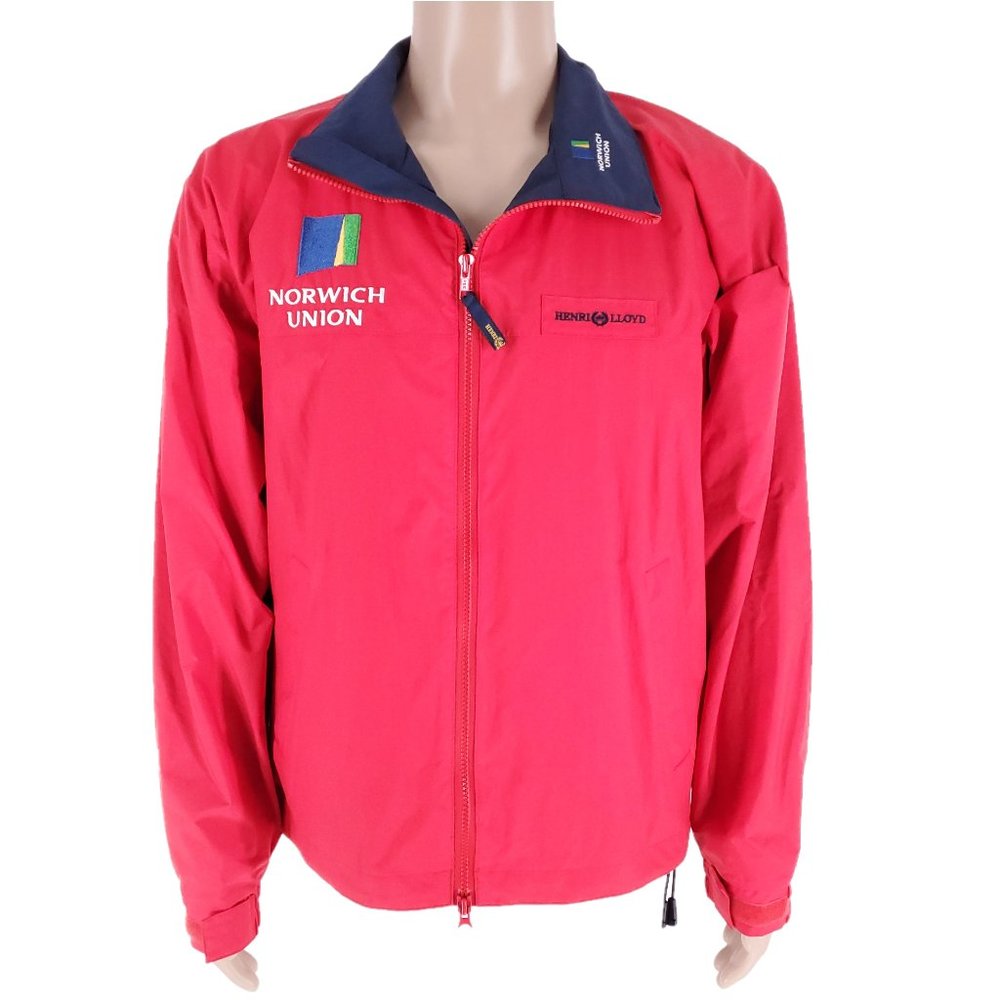 Henri Lloyd Men Light Jacket Norwich Union Full Zip Red Size L - Excellent